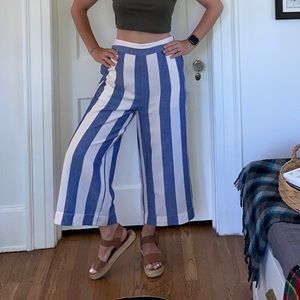 Madewell Huston Linen-blend high waisted wide leg crops SZ M 21” inseam EUC